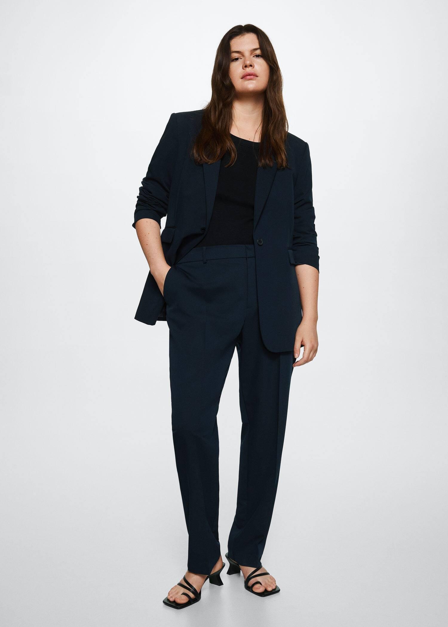 Navy Belt Suit Trousers, , large image number 0