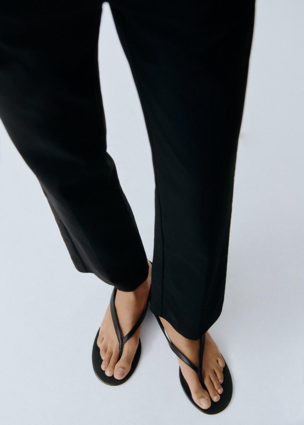 Black Wedge Leather Sandals, 0201_99, large image number 0