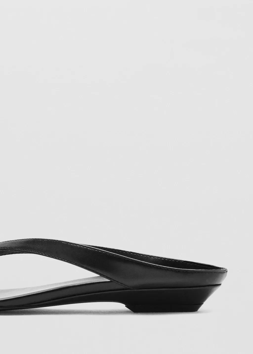 Black Wedge Leather Sandals, 0201_99, large image number 2