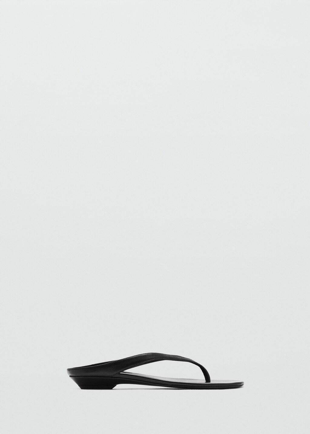 Black Wedge Leather Sandals, 0201_99, large image number 4