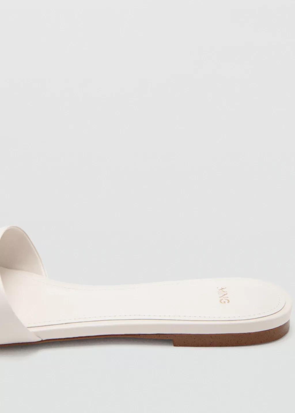 Beige Flat Leather Sandal, Light Beige, large image number 1