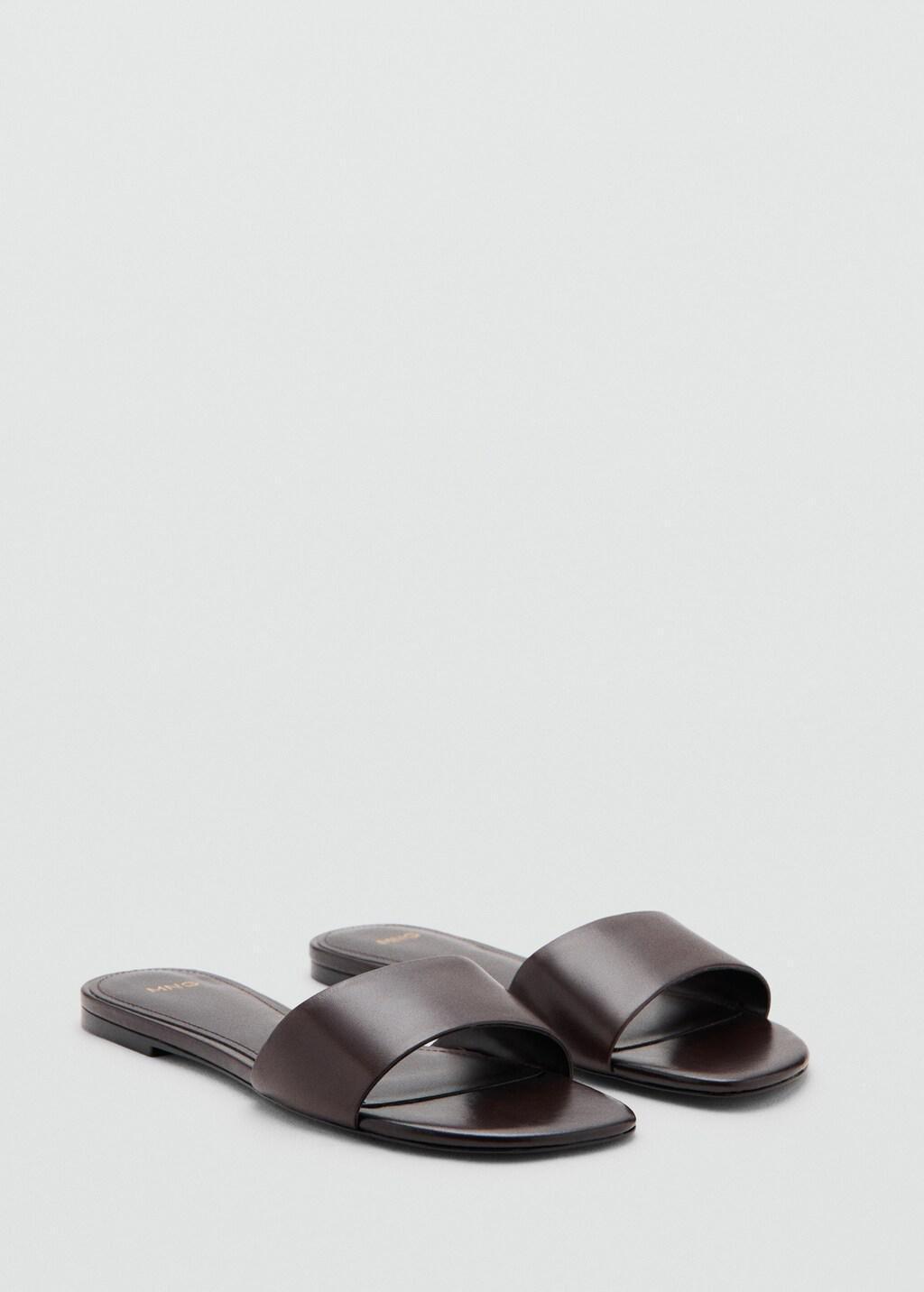 Brown Flat Leather Sandal, 0201_32, large image number 0