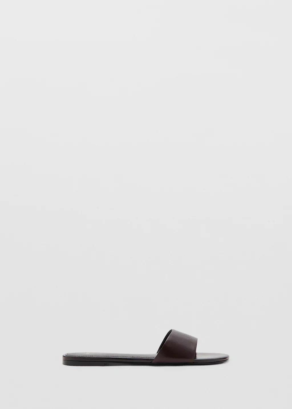 Brown Flat Leather Sandal, 0201_32, large image number 3