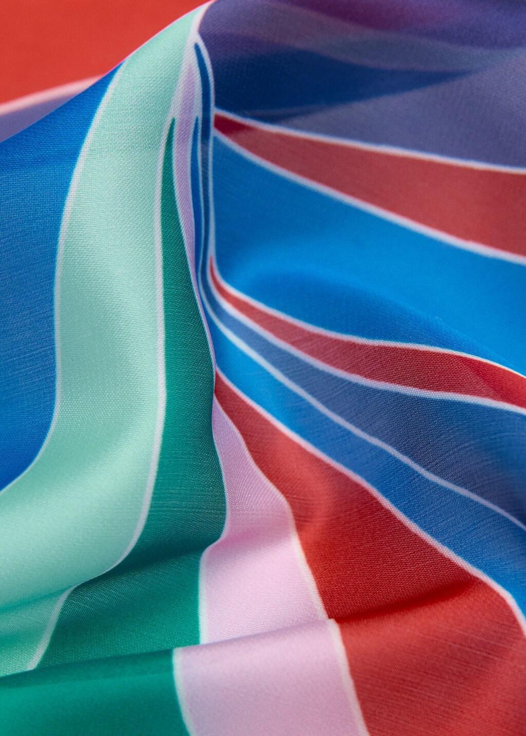 Red Combined Striped Printed Scarf, 0201_70, medium