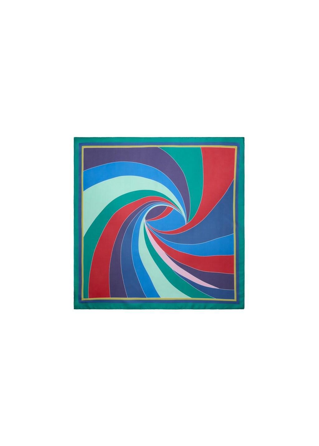 Red Combined Striped Printed Scarf, 0201_70, medium