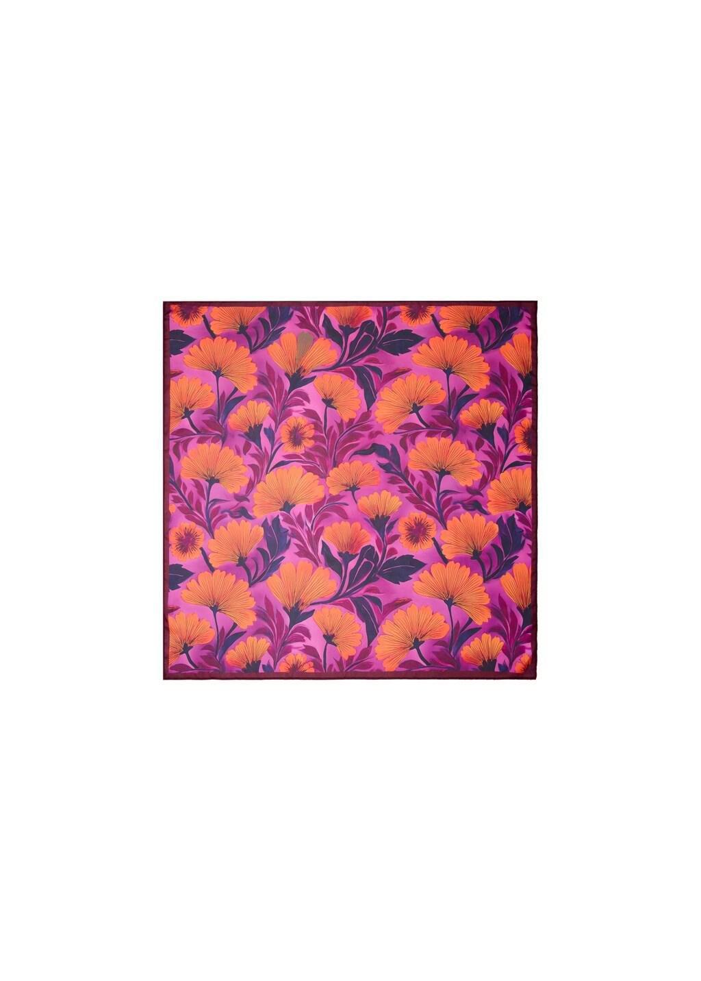 Purple Floral Print Scarf, Medium Purple, large image number 2
