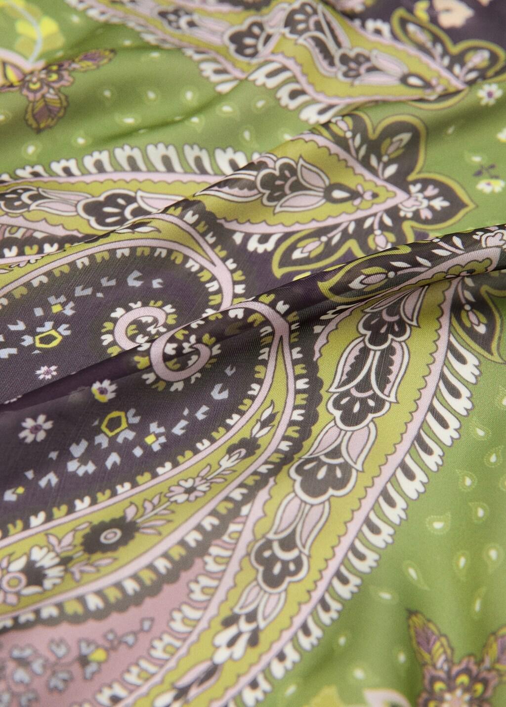 Green Paisley Print Scarf, Green, large image number 0
