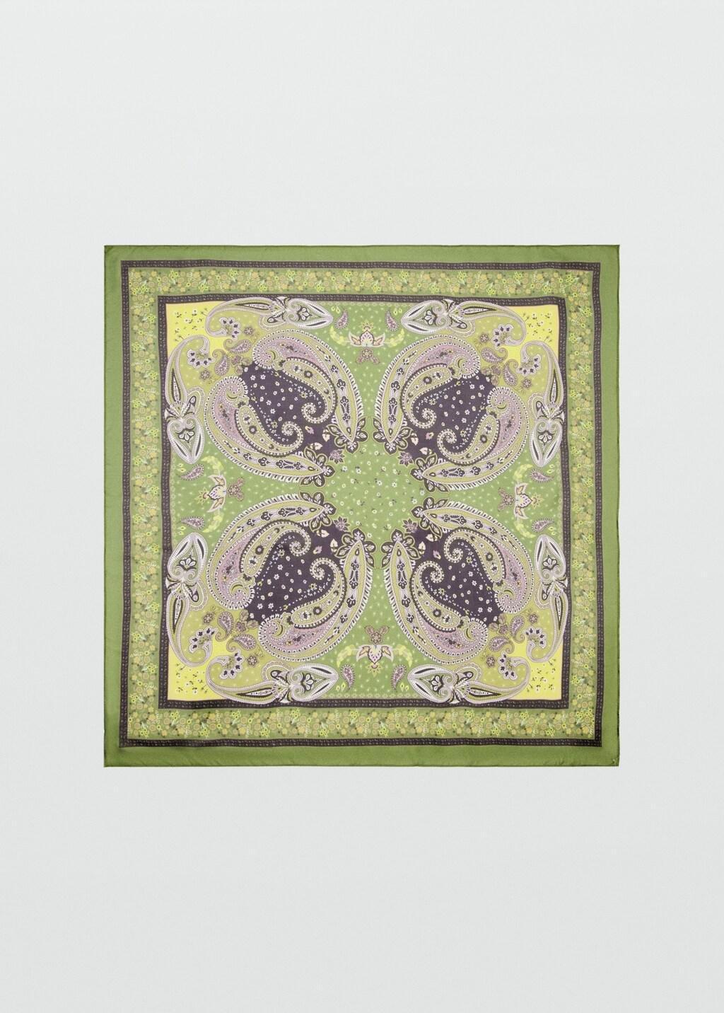 Green Paisley Print Scarf, Green, large image number 3