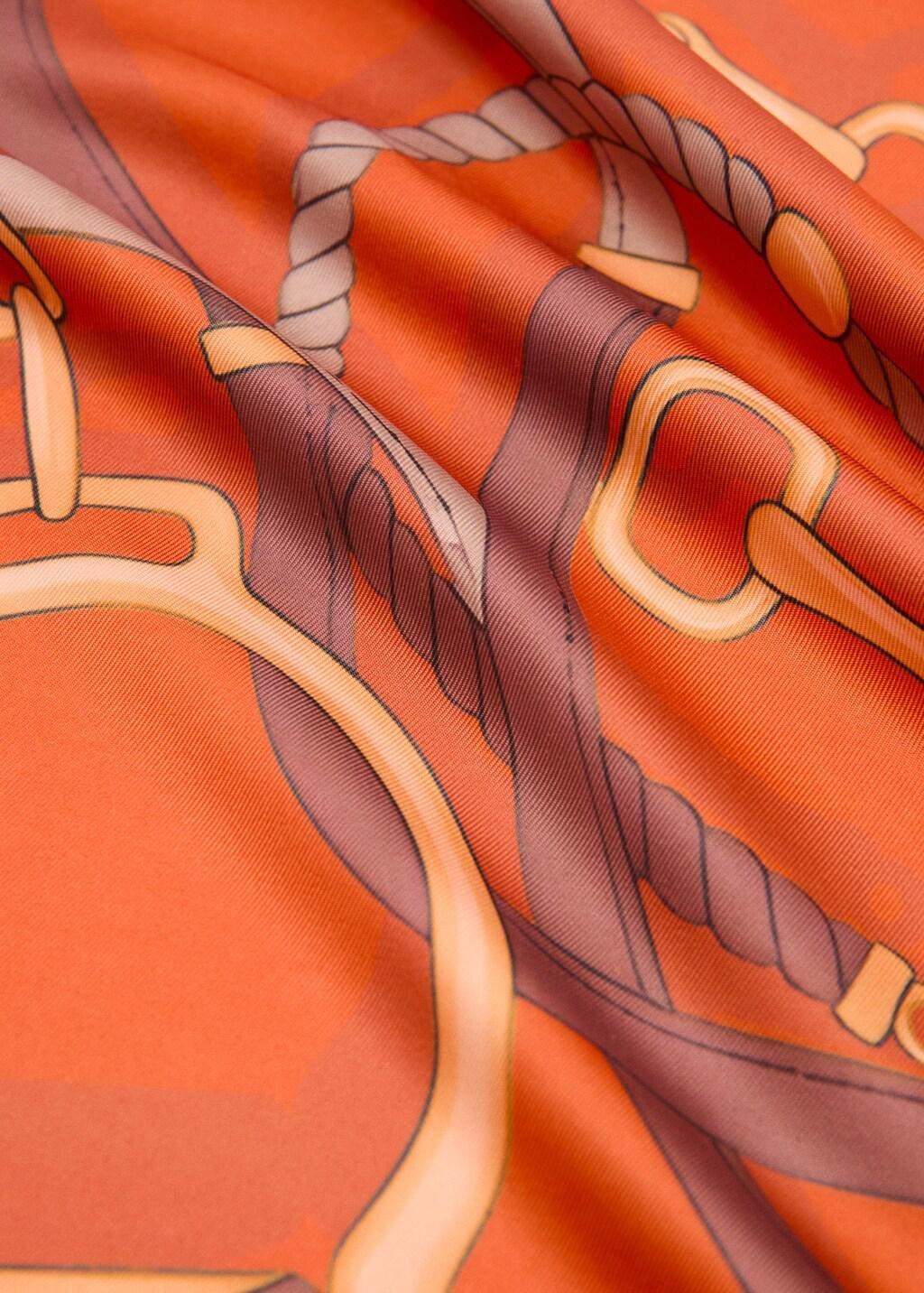 Orange Chain-Print Scarf, Orange, medium