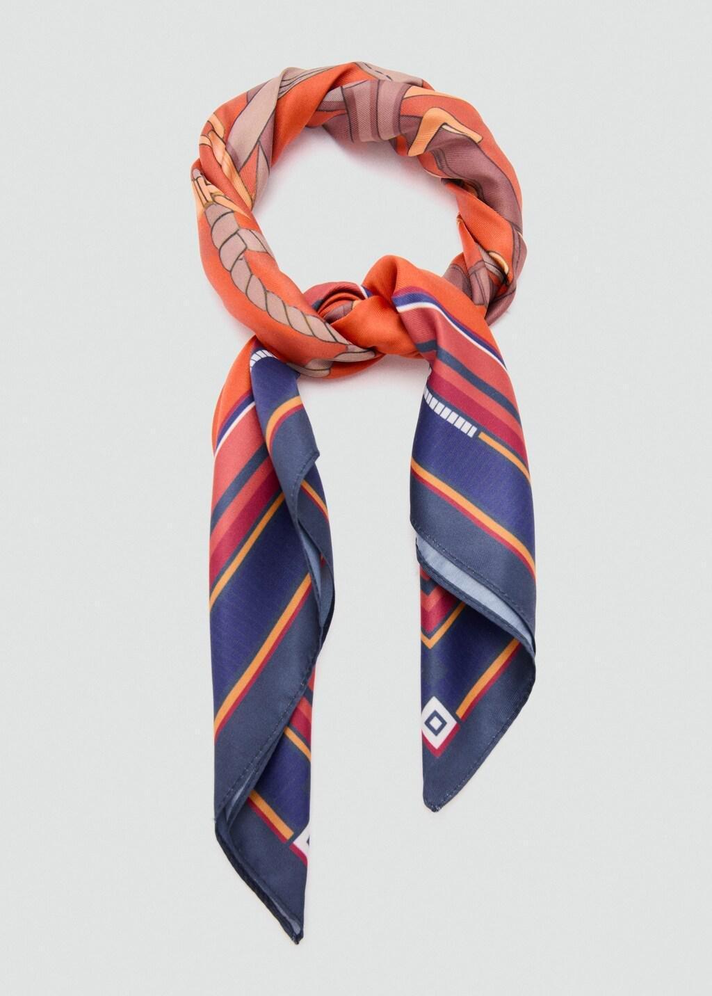 Orange Chain-Print Scarf, Orange, medium