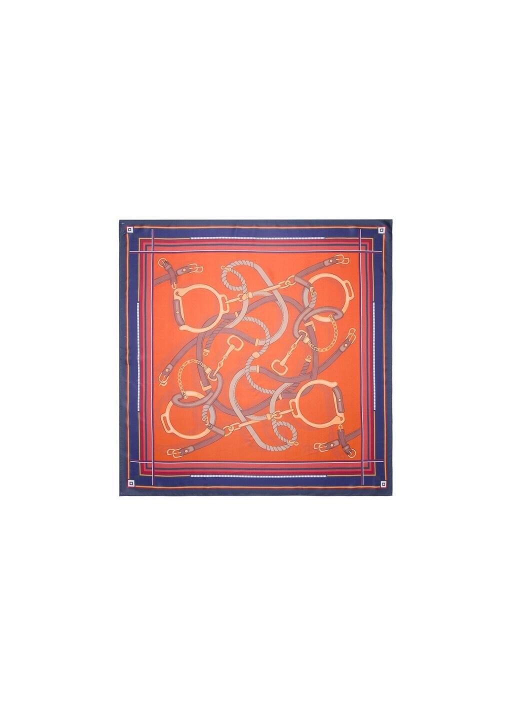 Orange Chain-Print Scarf, Orange, medium