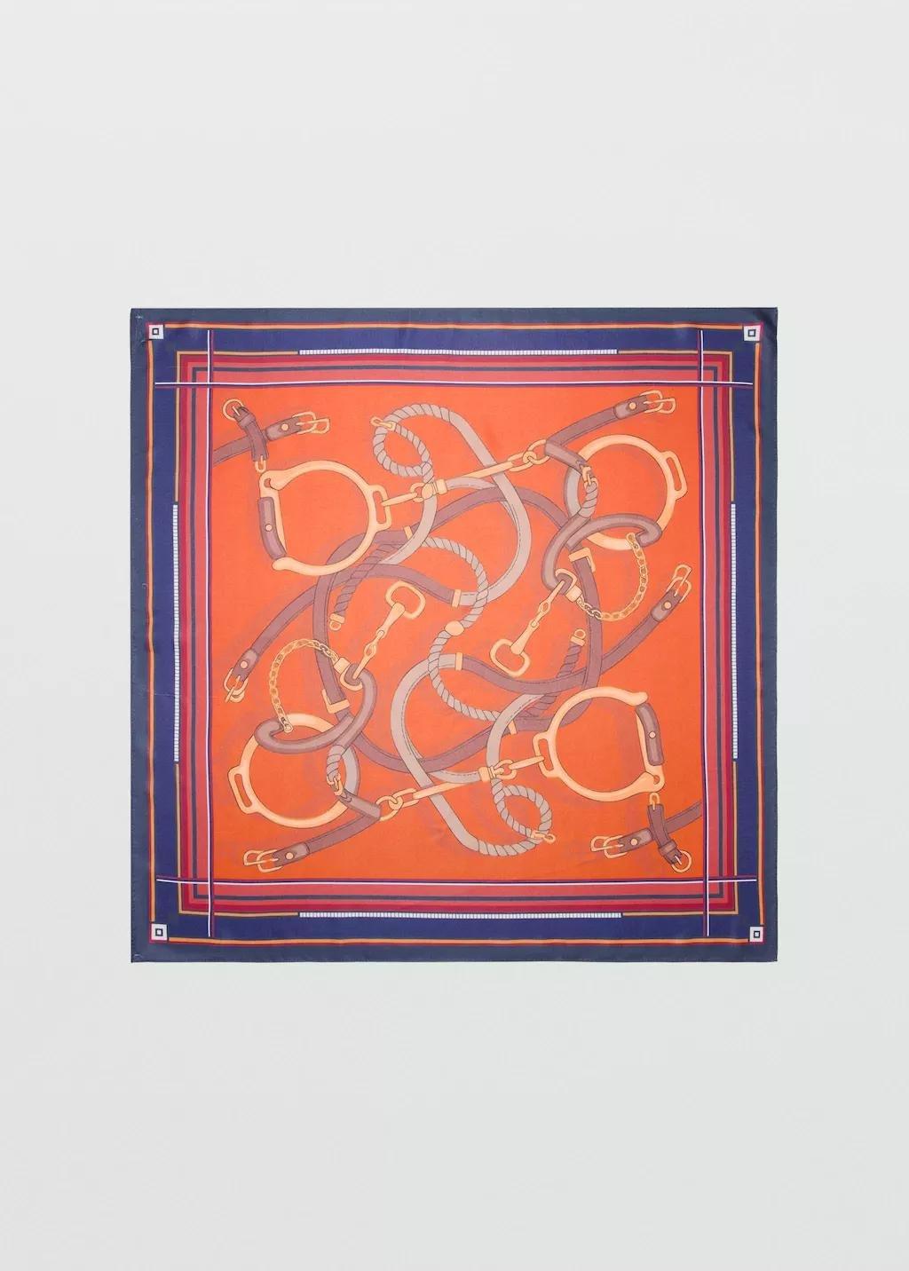 Orange Chain-Print Scarf, Orange, large image number 3