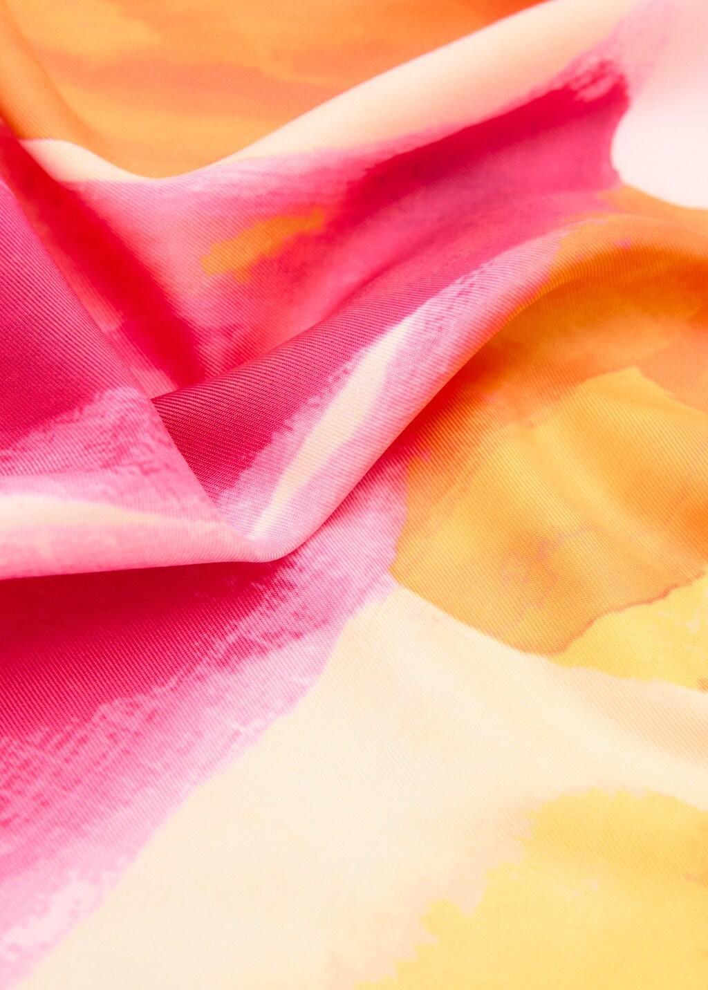 Orange Floral Print Scarf, Orange, medium