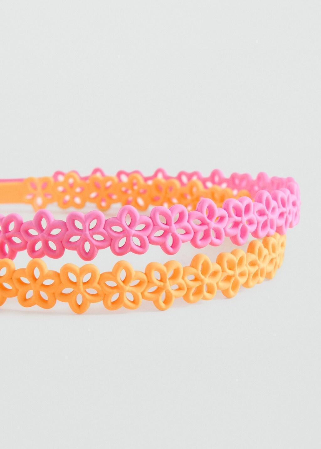 Pink Flower Headbands, Set Of 2, Kids Girls, Pink, large image number 0