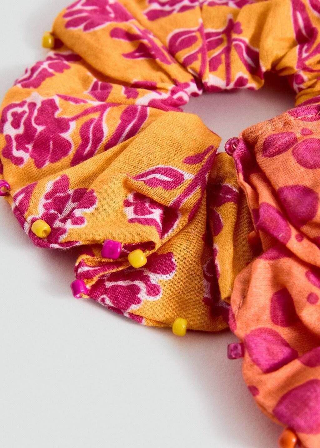 Orange Hair Tie , Set Of 2, Kids Girls, Orange, medium