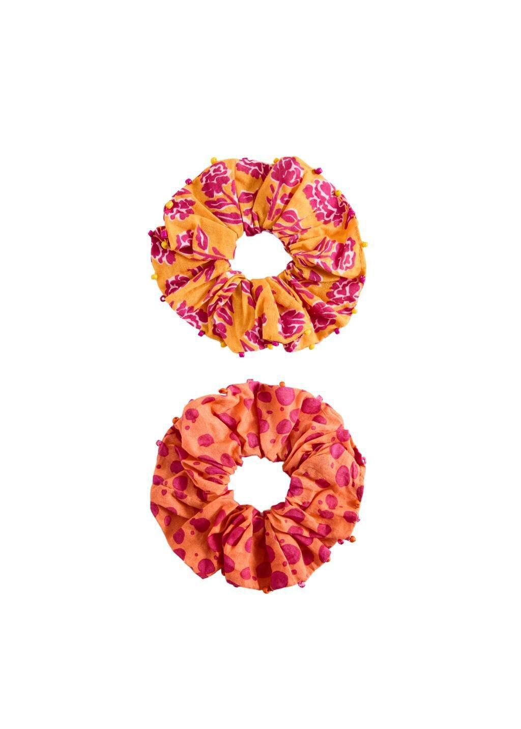 Orange Hair Tie , Set Of 2, Kids Girls, Orange, medium