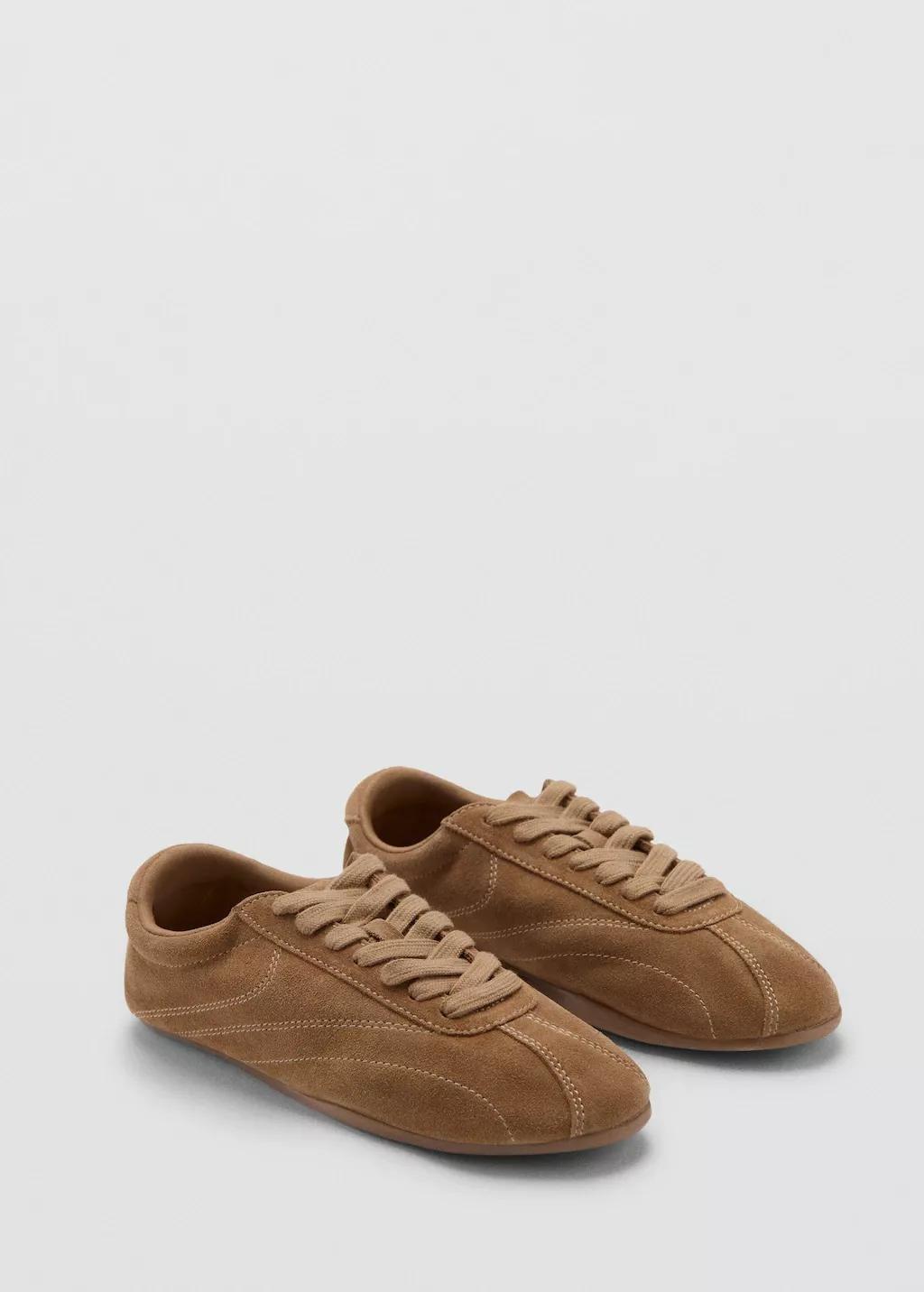 Brown Lt Pastel Contrasting Panel Leather Sneakers, 0201_07, large image number 0