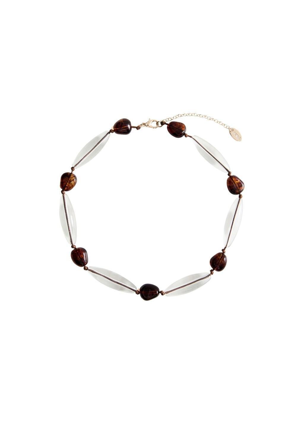 Gold Mixed Bead Necklace, 0201_OR, large image number 3