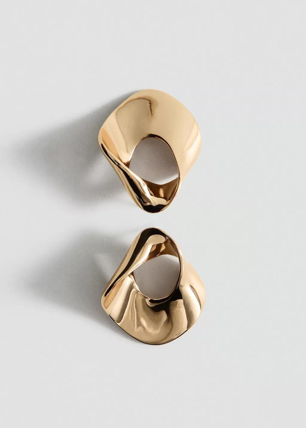 Gold Earrings With Relief Design, Gold, large image number 2