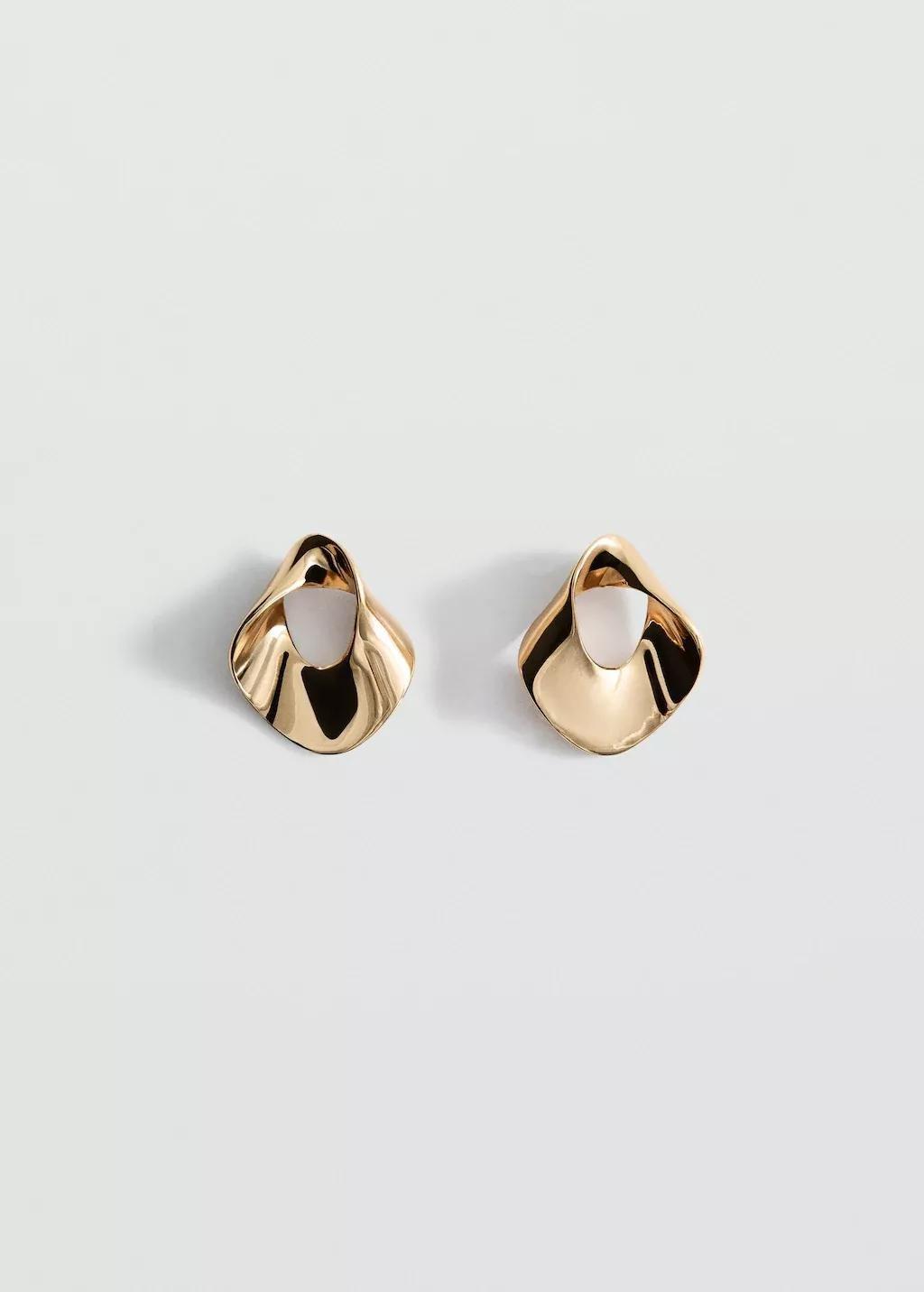 Gold Earrings With Relief Design, Gold, large image number 4