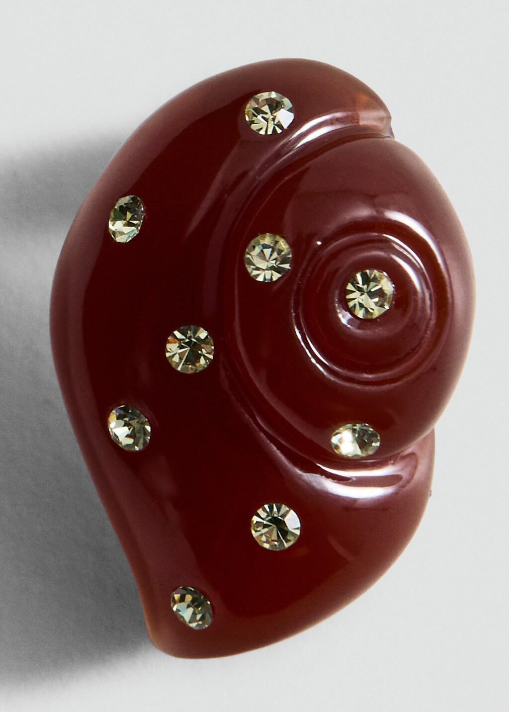 Brown Shell Strass Earrings, Brown, large image number 1