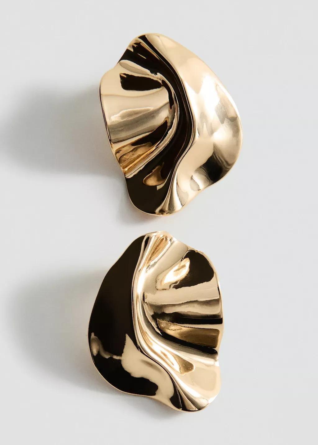 Gold Textured-Relief Earrings, 0201_OR, large image number 1