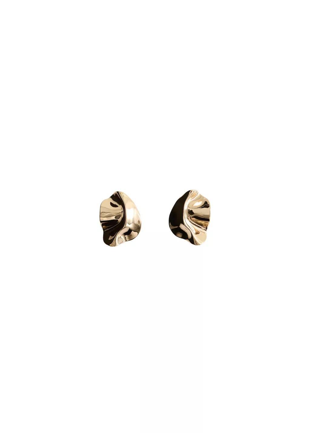 Gold Textured-Relief Earrings, 0201_OR, large image number 2