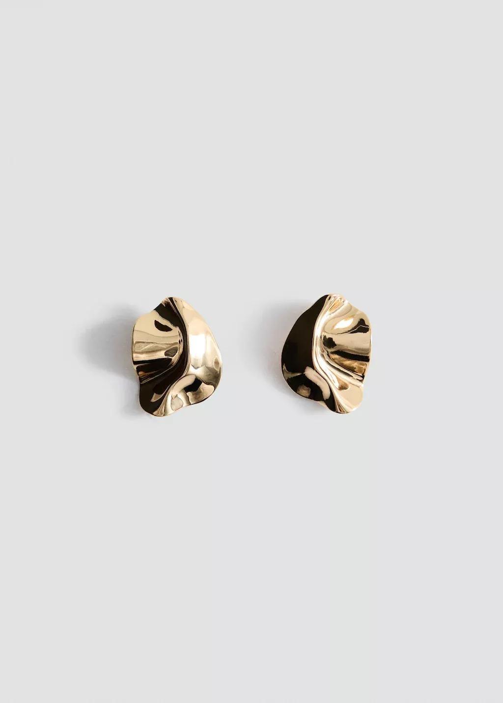 Gold Textured-Relief Earrings, 0201_OR, large image number 3
