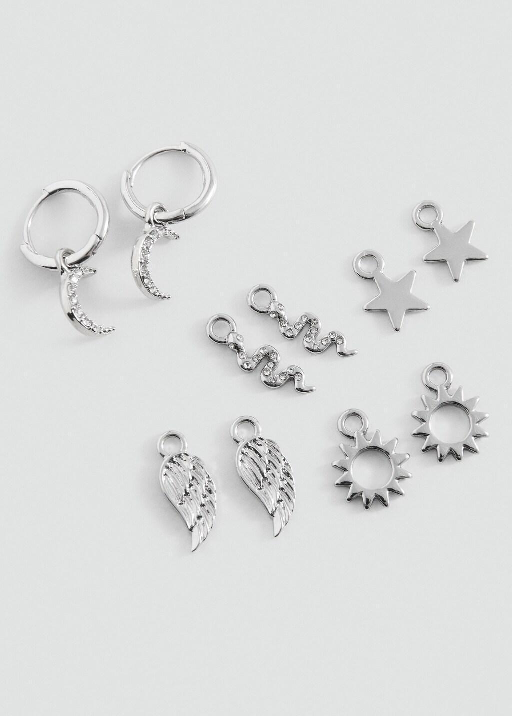 Silver Multi-Charms Earrings, Kids Girls, Silver, large image number 0