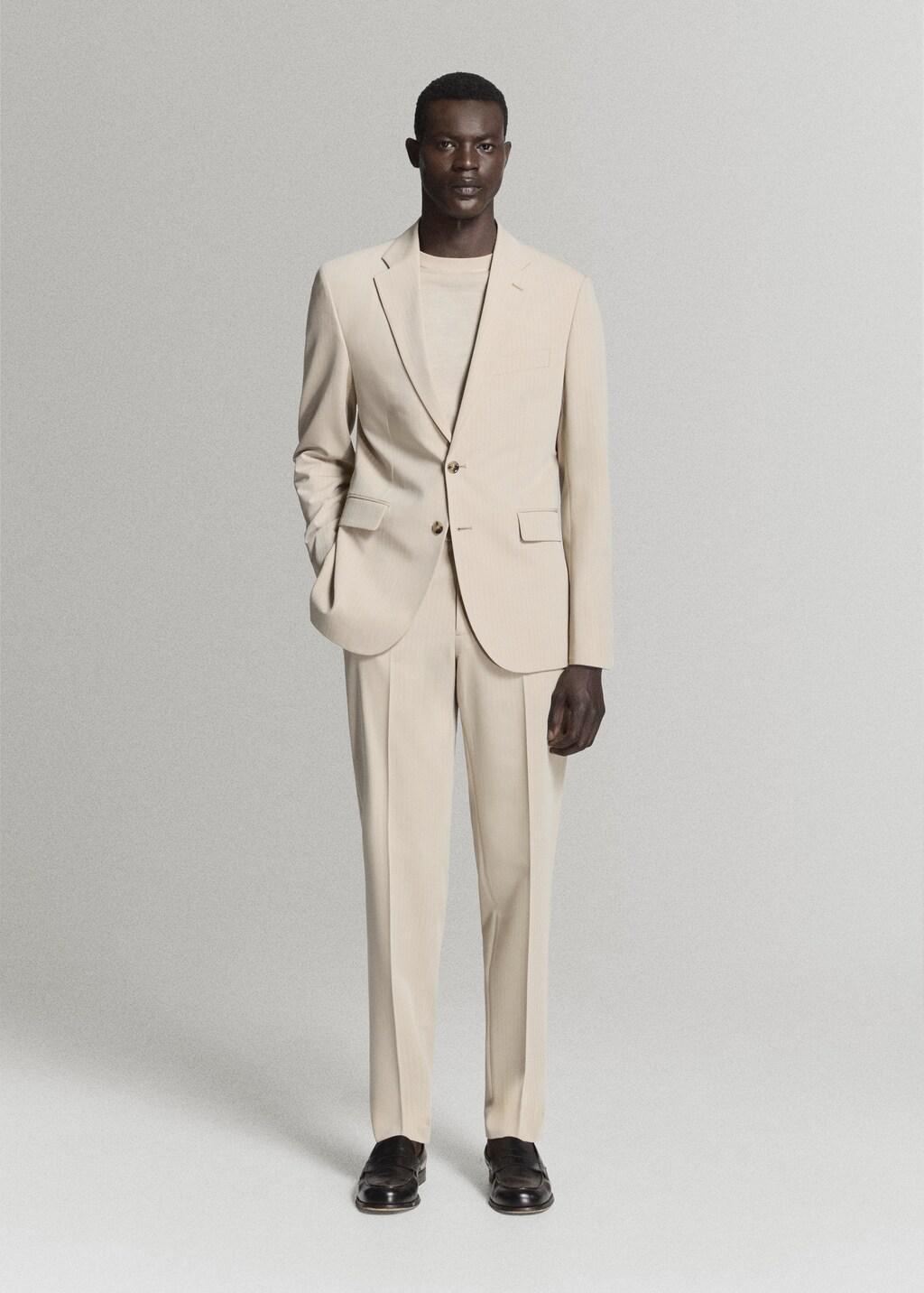 Beige Milan Slim-Fit Suit Trousers, Light Beige, large image number 0