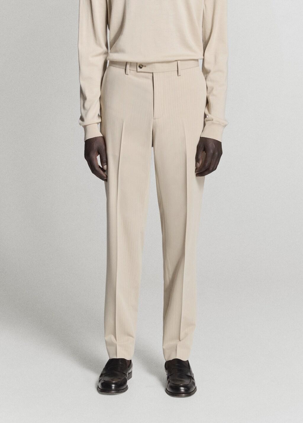 Beige Milan Slim-Fit Suit Trousers, Light Beige, large image number 2