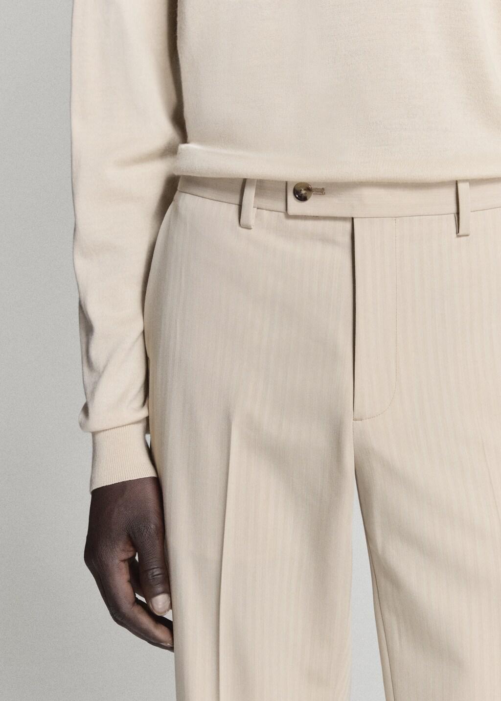 Beige Milan Slim-Fit Suit Trousers, Light Beige, large image number 4