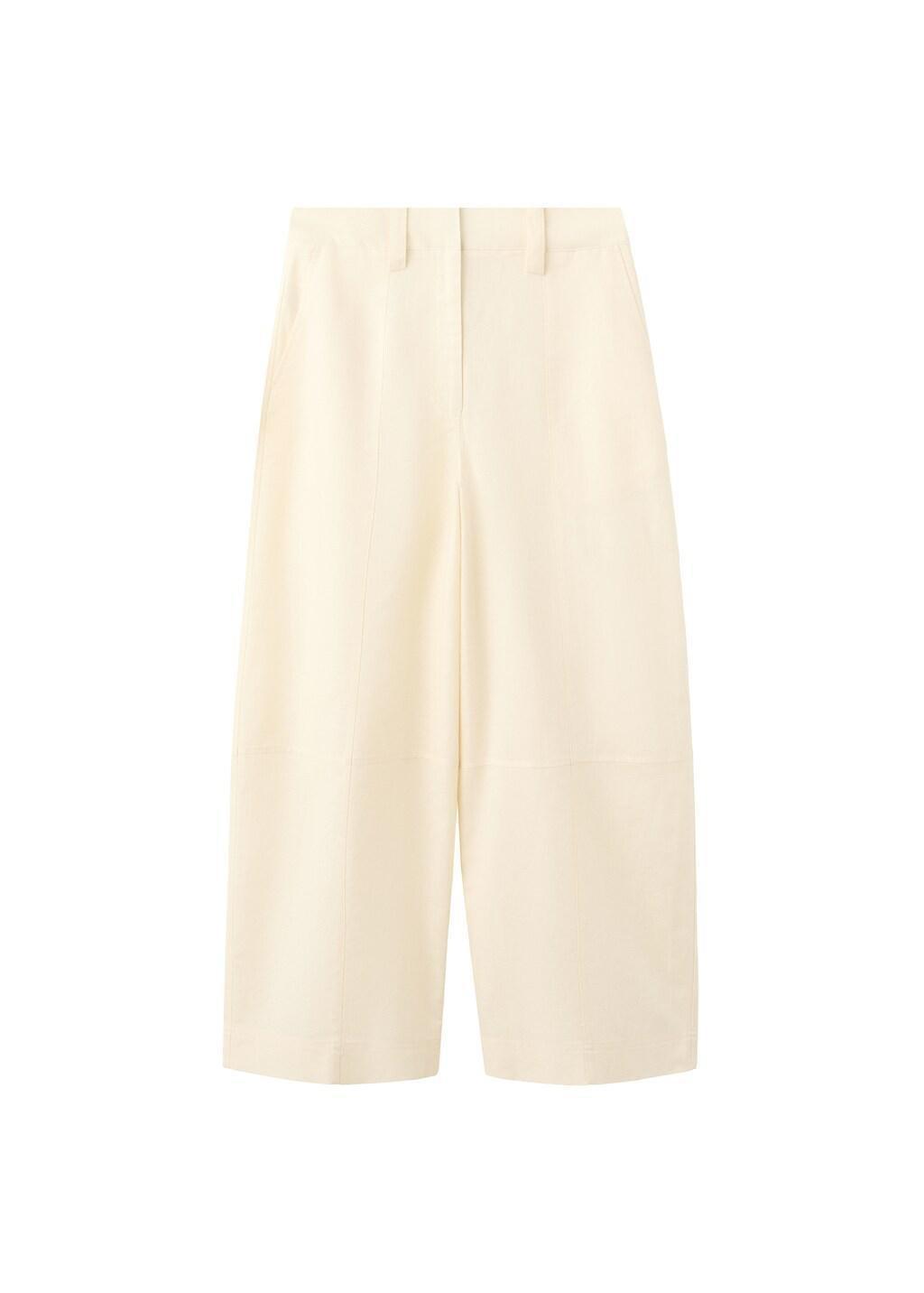 Beige Linen Balloon Trousers, Light Beige, large image number 6