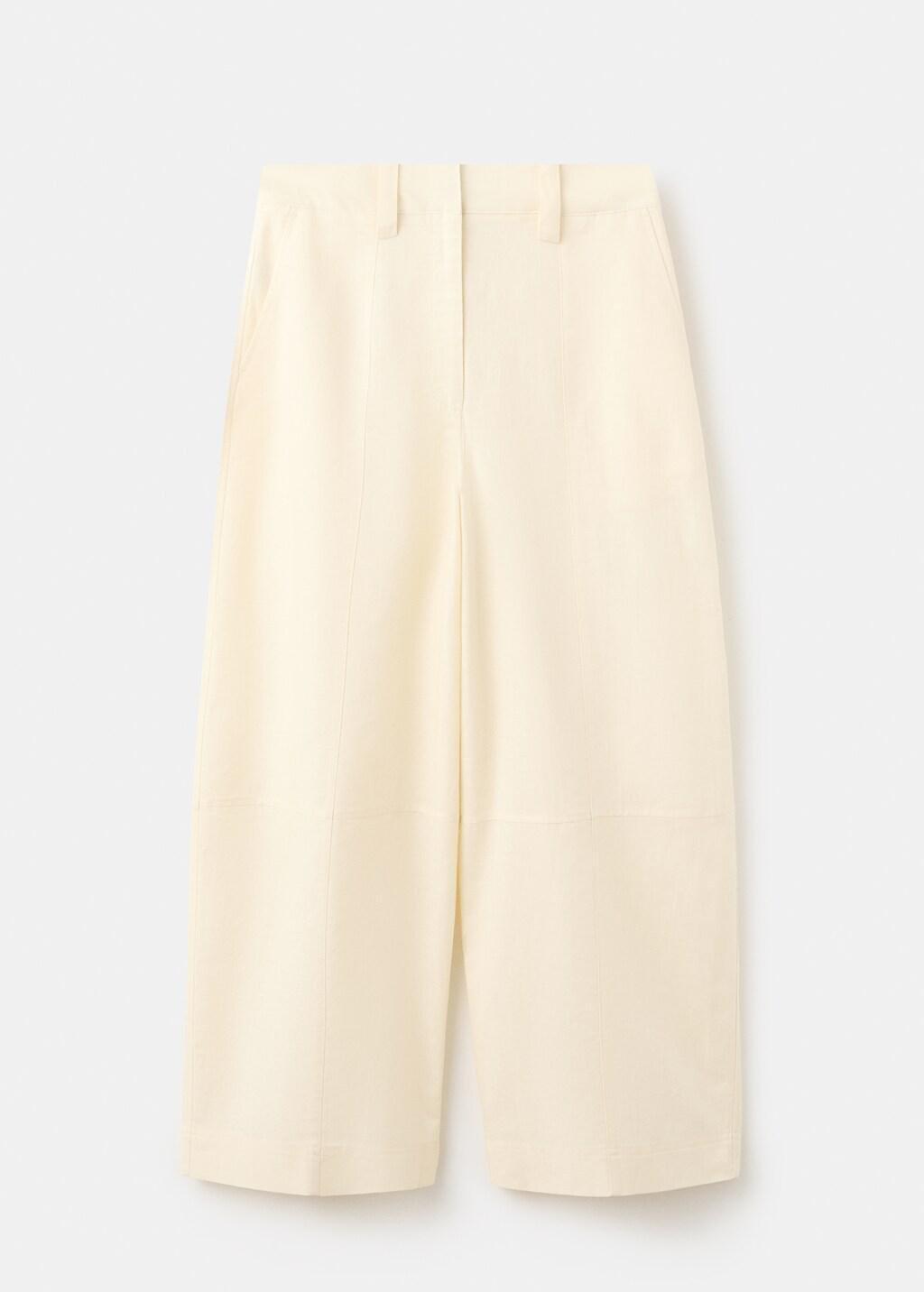 Beige Linen Balloon Trousers, Light Beige, large image number 7