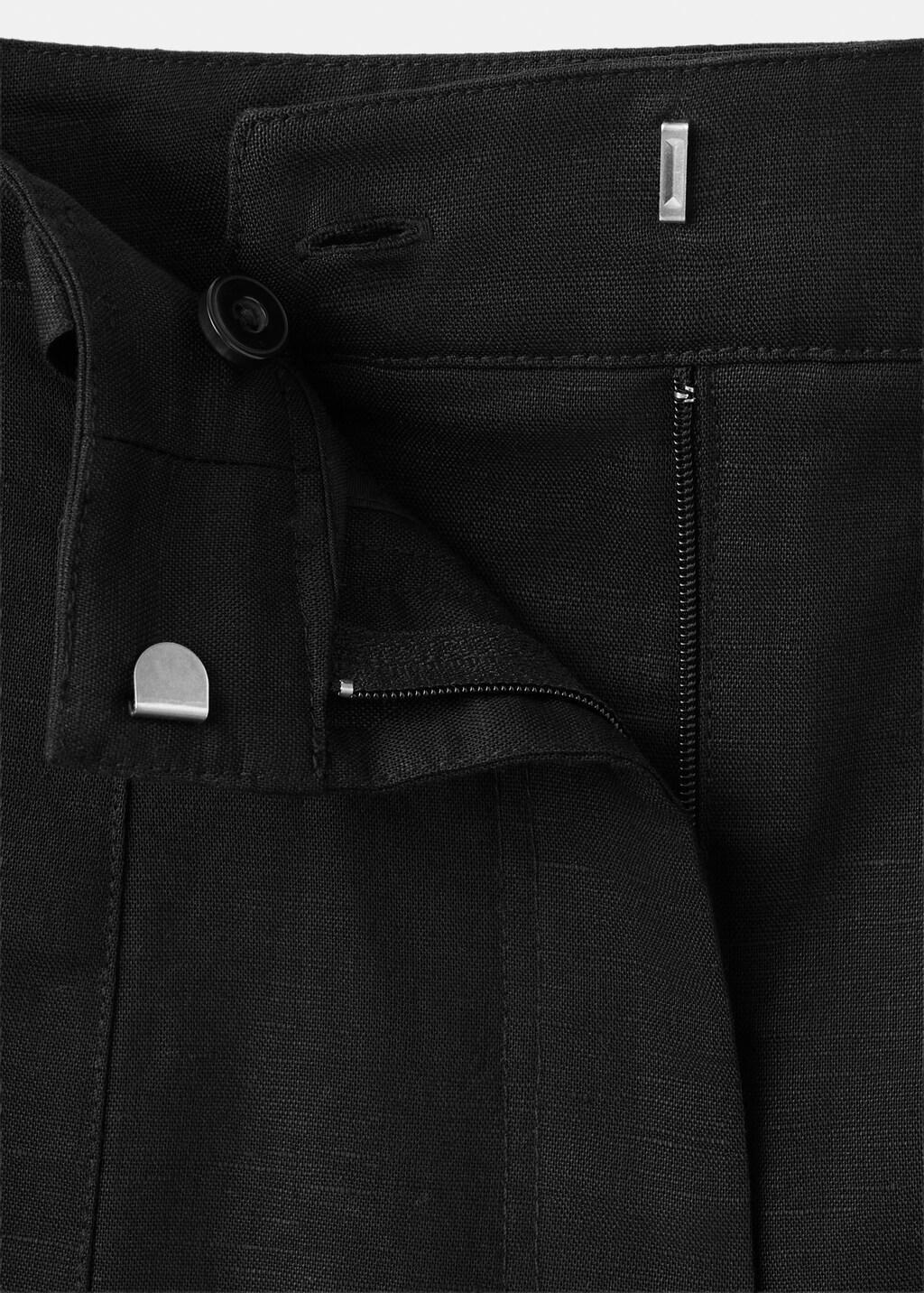 Black Linen Balloon Trousers, Black, large image number 1