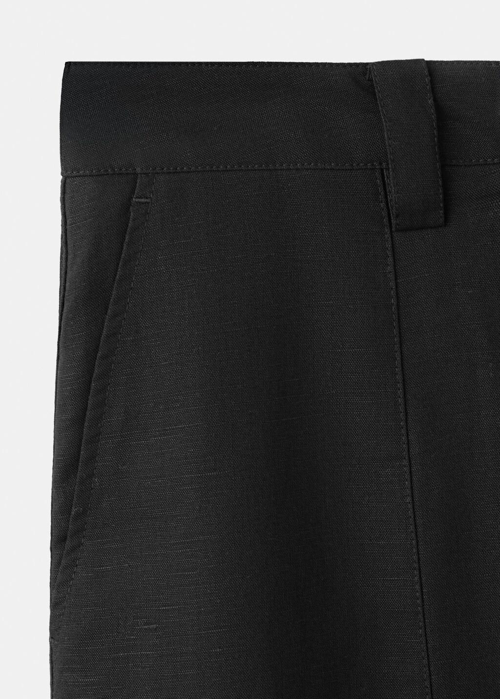 Black Linen Balloon Trousers, Black, large image number 4
