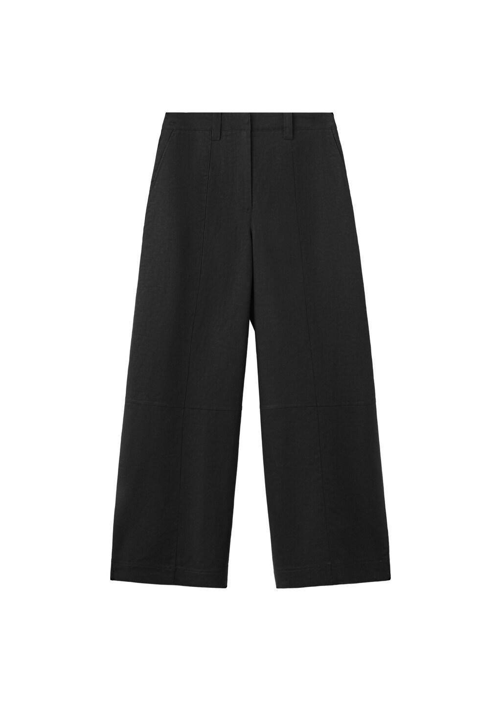 Black Linen Balloon Trousers, Black, large image number 5