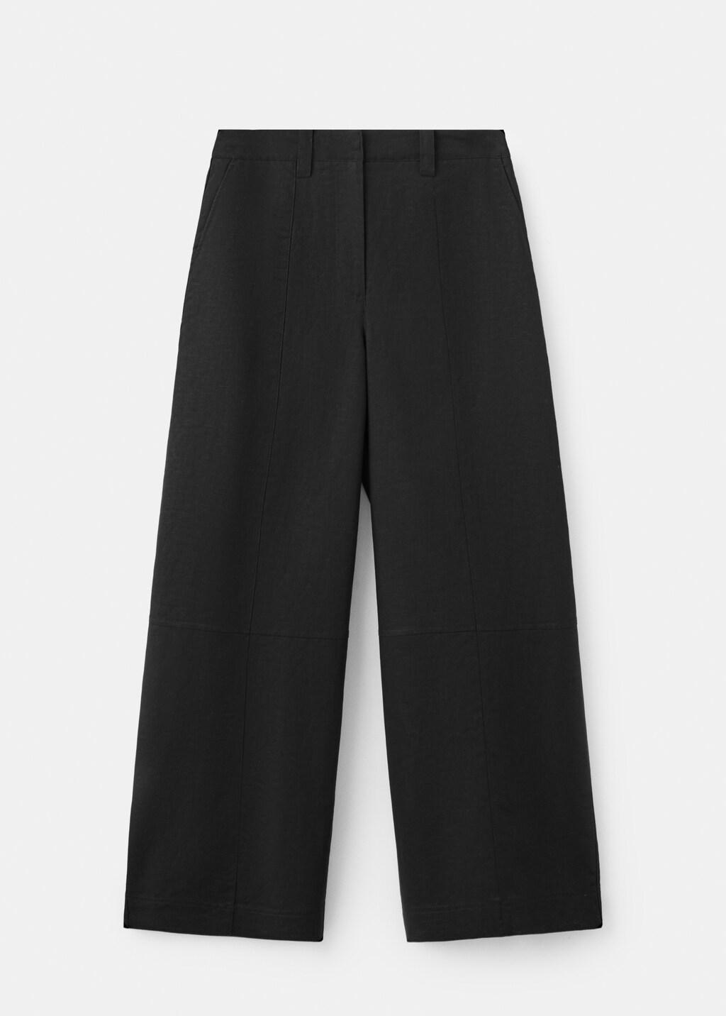 Black Linen Balloon Trousers, Black, large image number 6