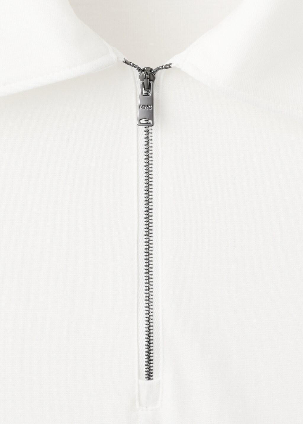 White Regular Fit Zip Polo, White, medium