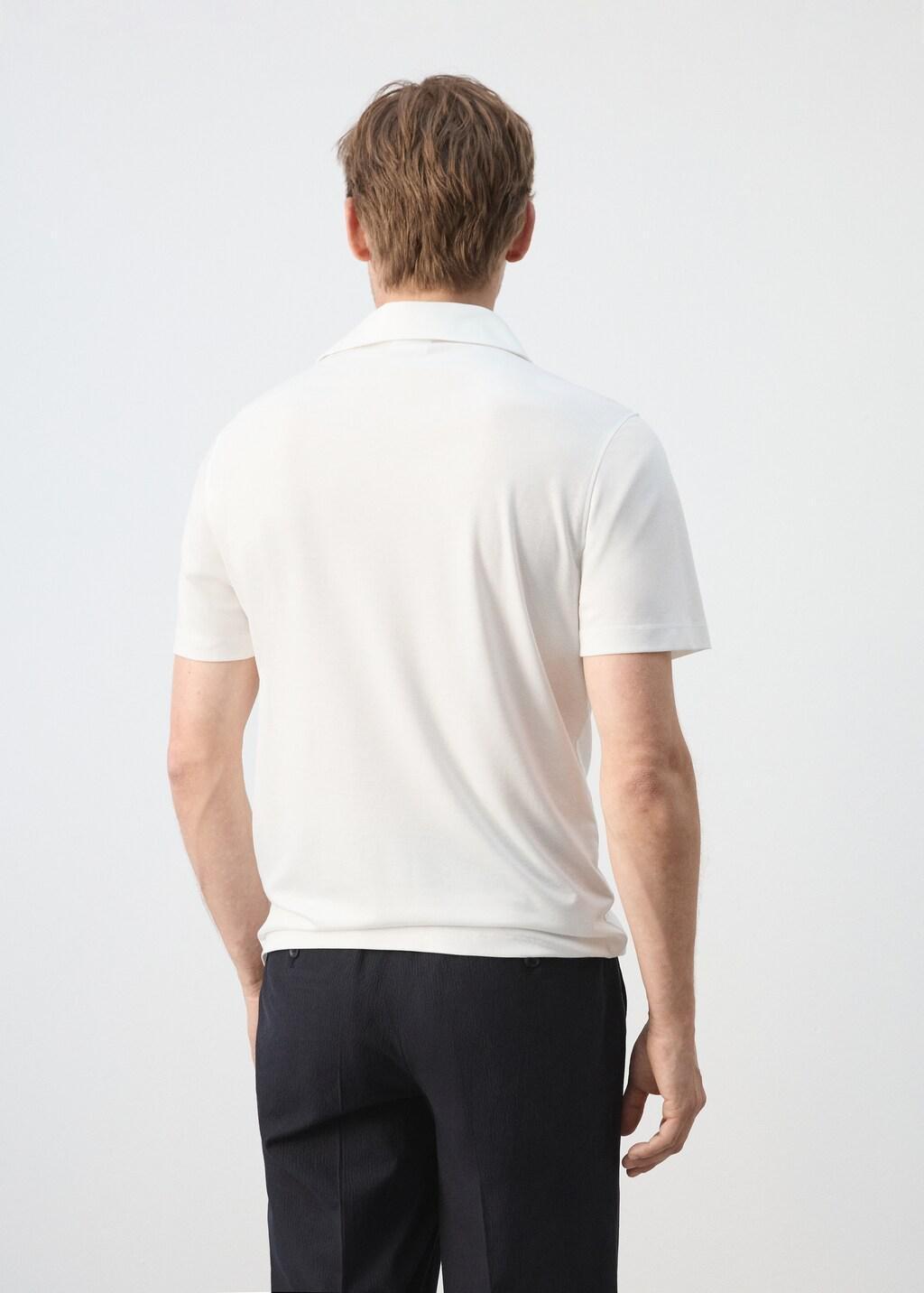 White Regular Fit Zip Polo, White, large image number 2
