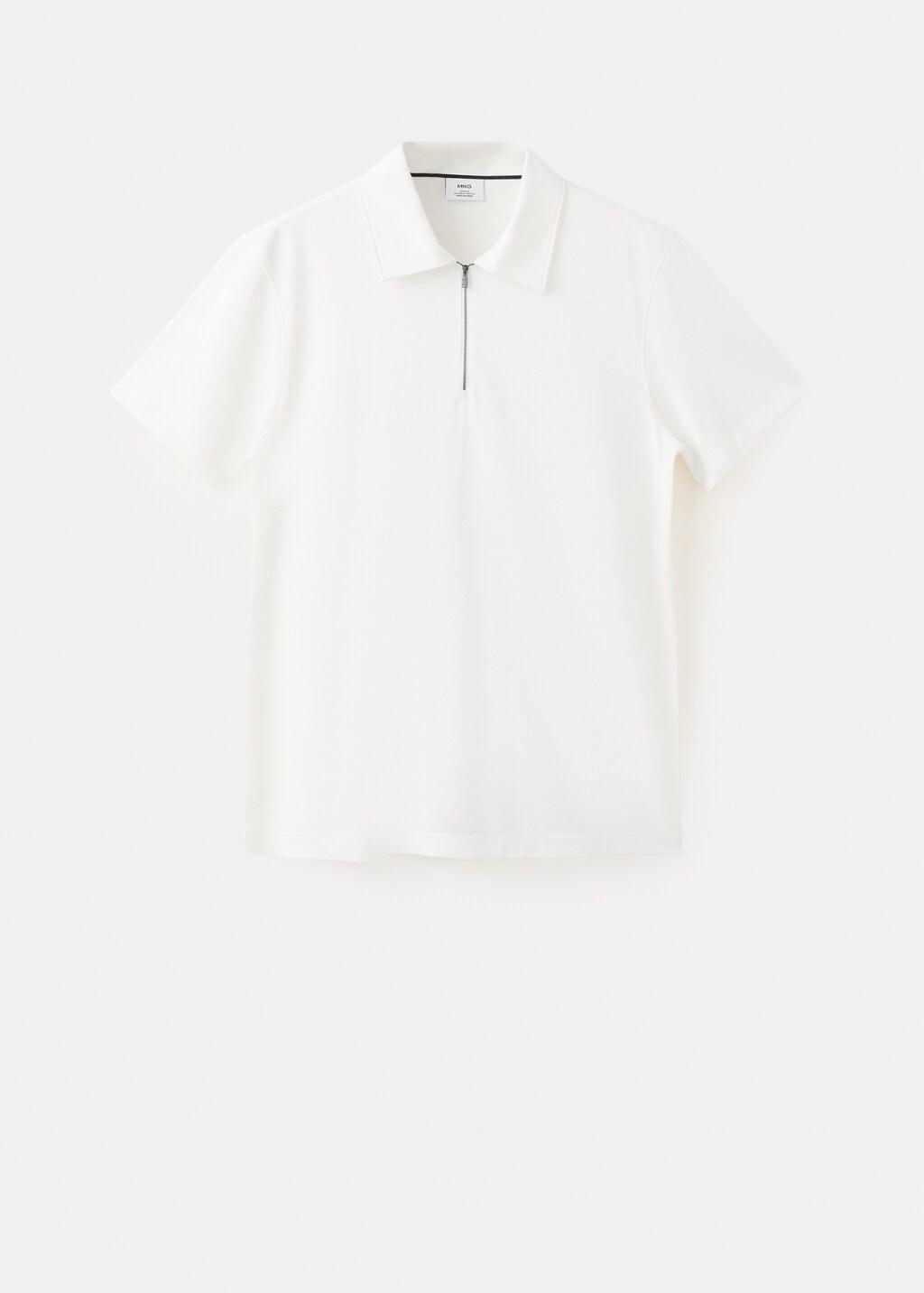 White Regular Fit Zip Polo, White, large image number 7