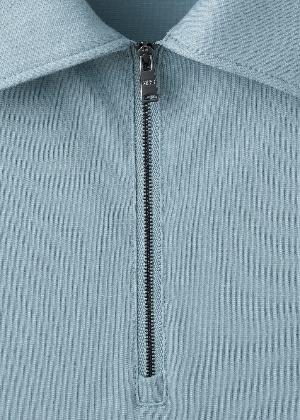 Blue Regular Fit Zip Polo, Light-Pastel Blue, large image number 1