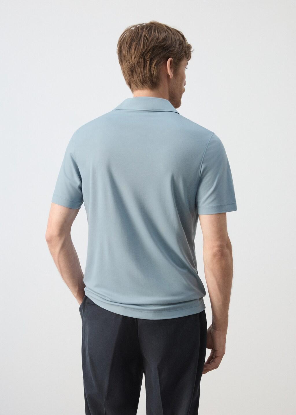 Blue Regular Fit Zip Polo, Light-Pastel Blue, large image number 2