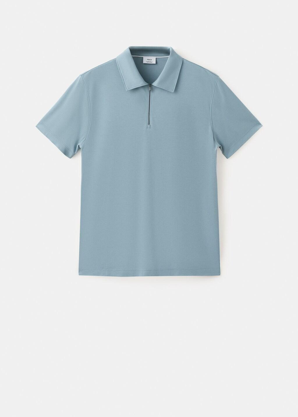 Blue Regular Fit Zip Polo, Light-Pastel Blue, large image number 7