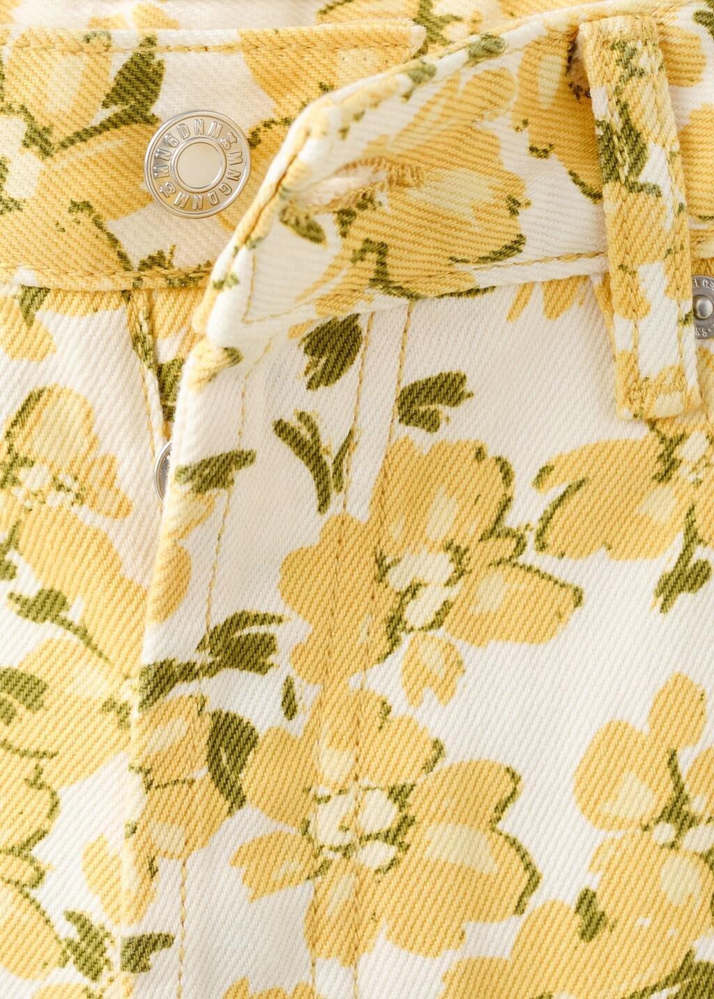 Yellow Straight-Leg Jeans With Floral Pattern, Yellow, large image number 1