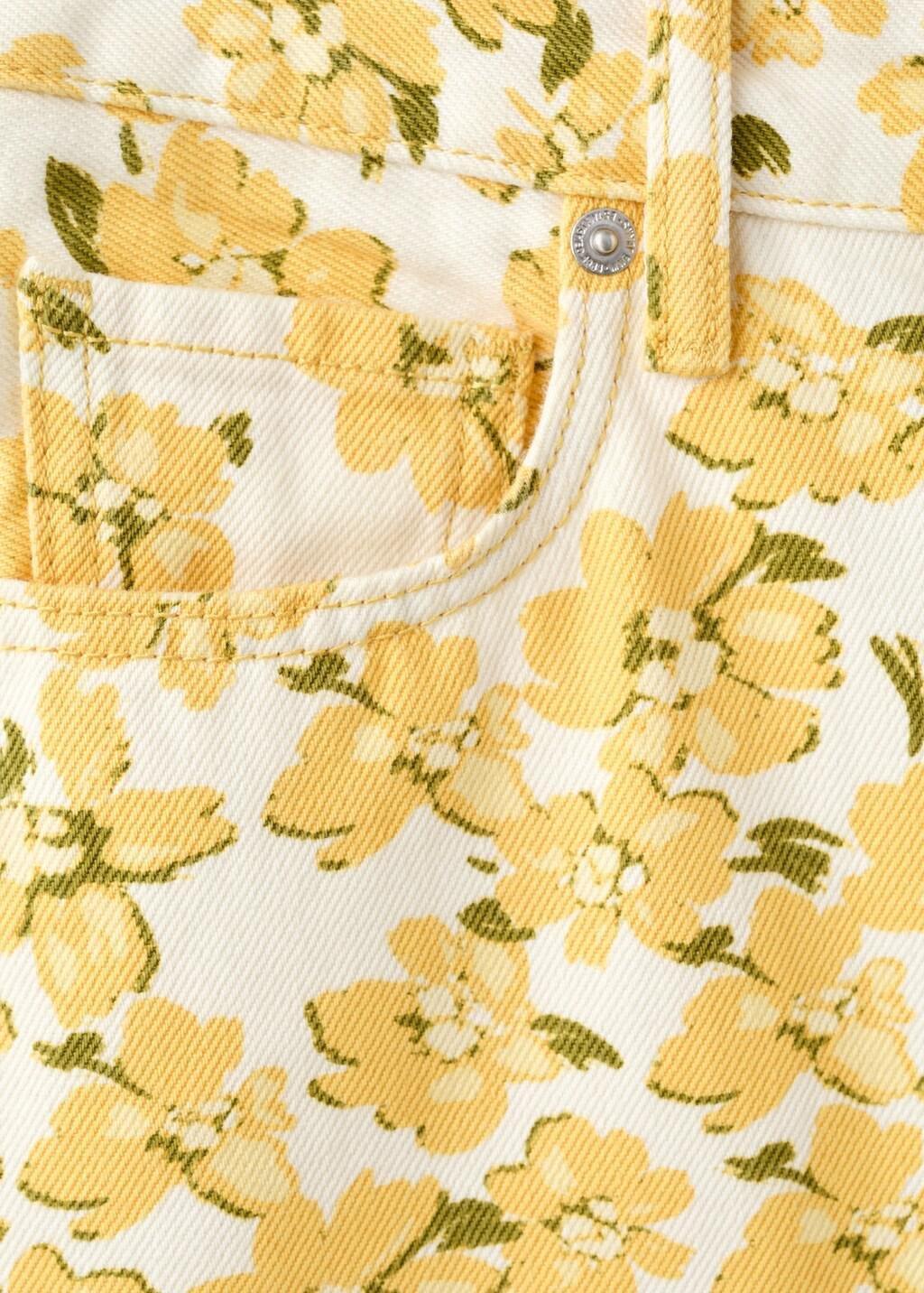 Yellow Straight-Leg Jeans With Floral Pattern, Yellow, large image number 5