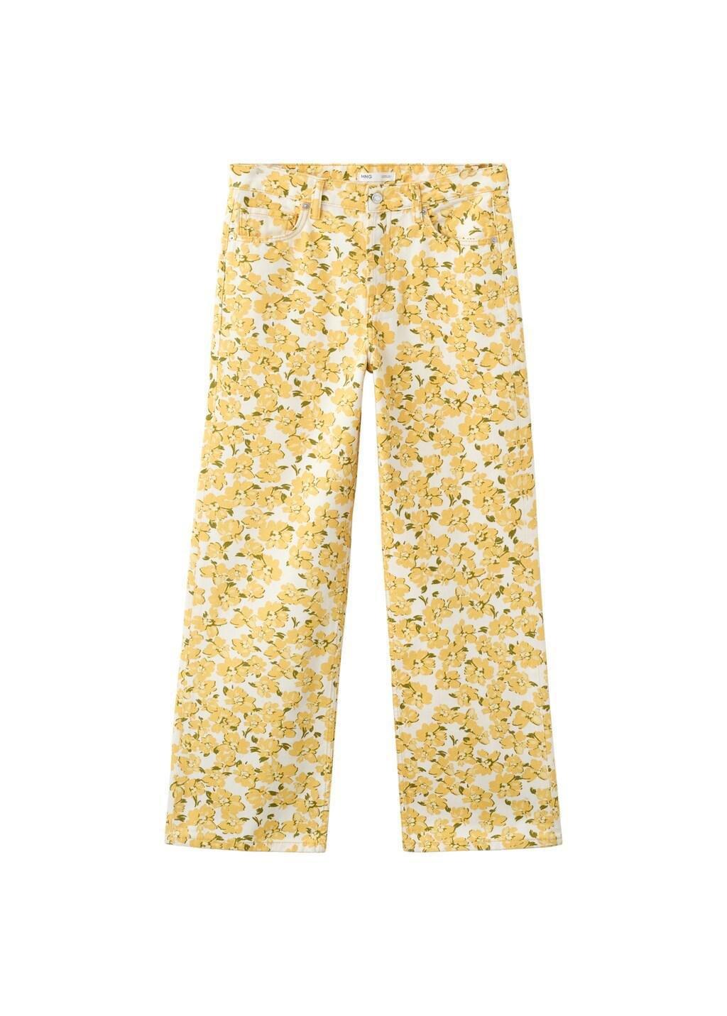 Yellow Straight-Leg Jeans With Floral Pattern, Yellow, large image number 6