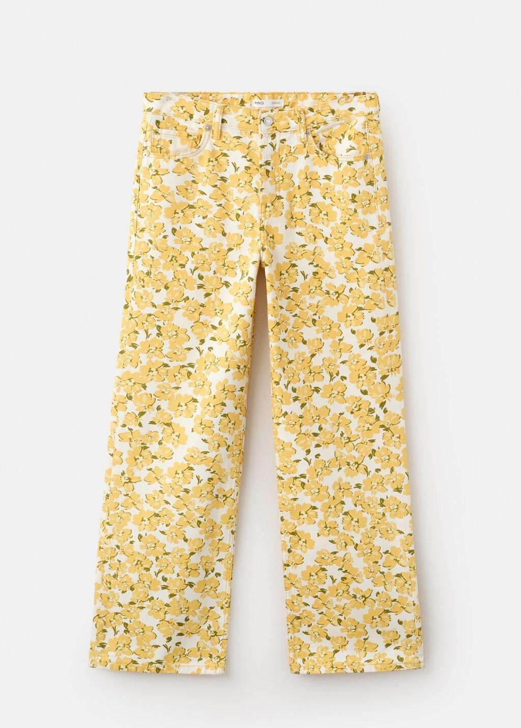 Yellow Straight-Leg Jeans With Floral Pattern, Yellow, large image number 7