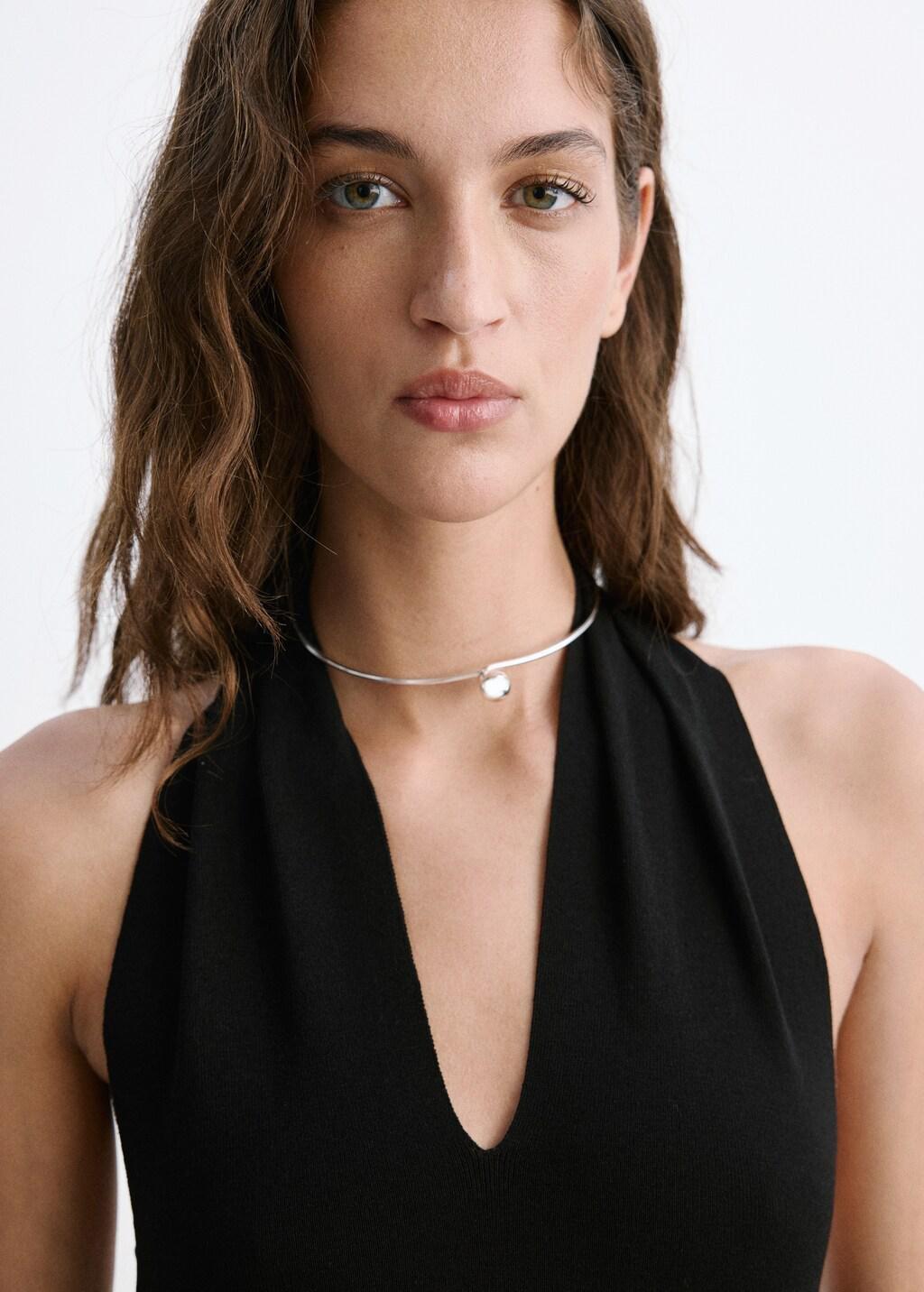 Black Halter Dress With Back Detail, Black, large image number 4