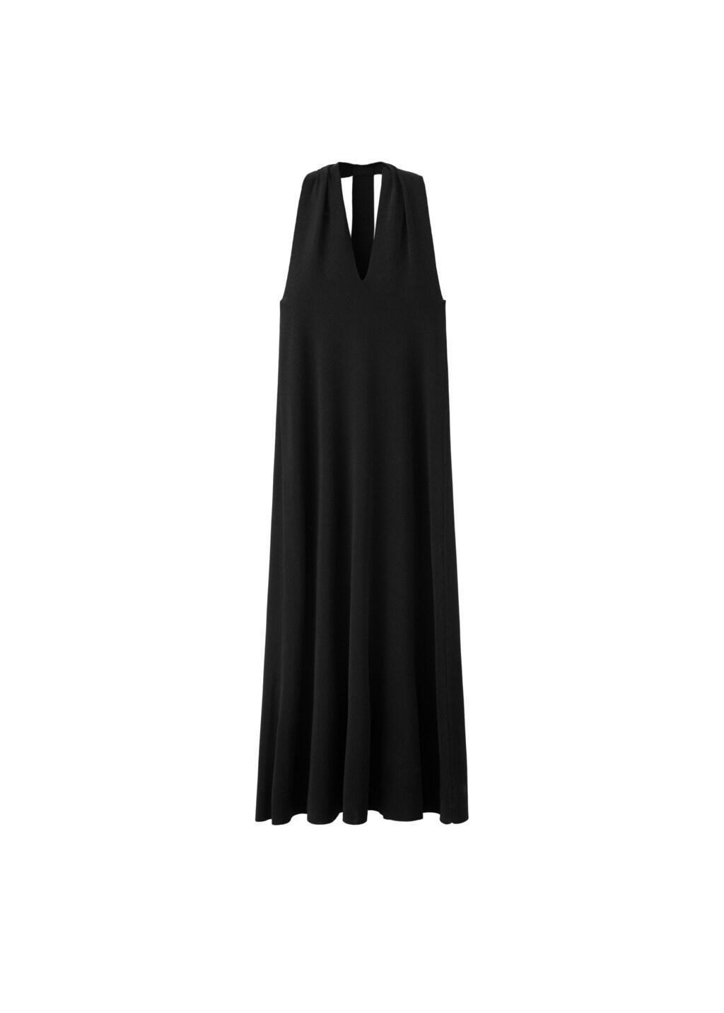 Black Halter Dress With Back Detail, Black, large image number 6
